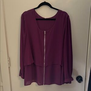 Purple Zip-Front Blouse